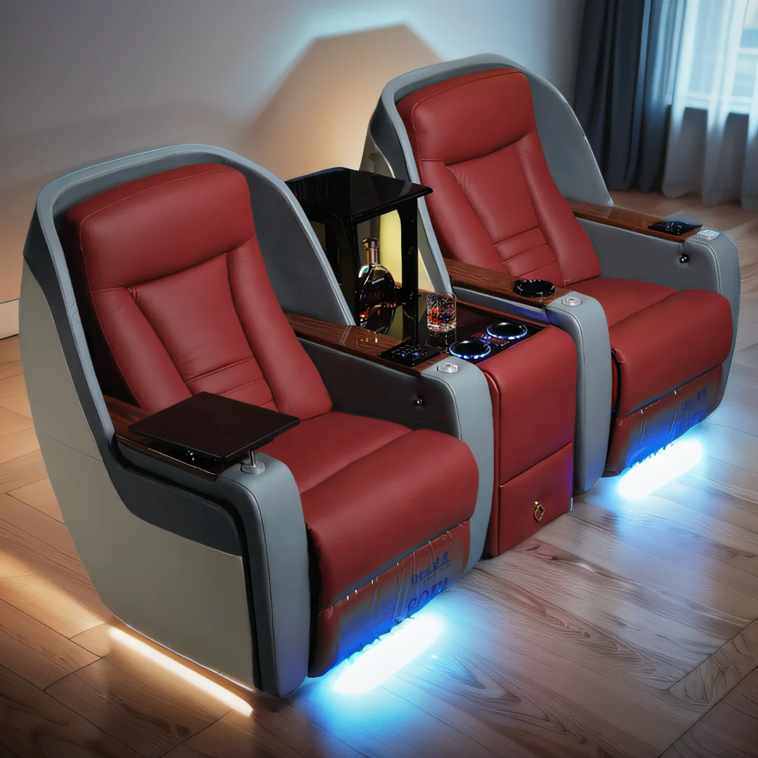 Luxury home theater microfiber fabric chair unique design best movie electric recliner seats living room theatre sofa for VIP
