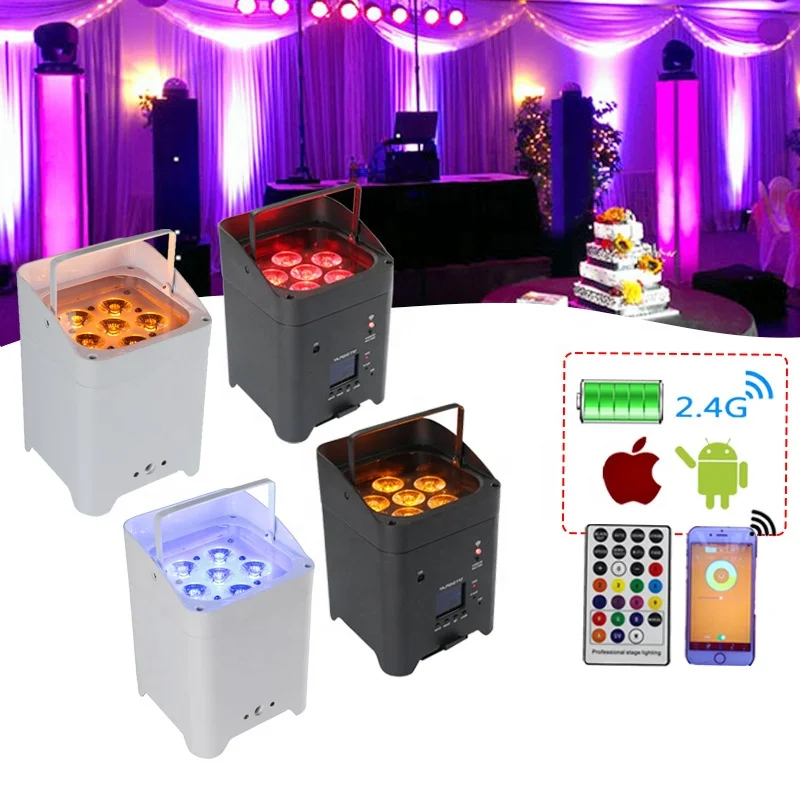 Wifi Wireless Control DMX 6*18W RGBWA UV 6in1 Battery Powered Uplight LED Par Light for Wedding DJ Party Bar