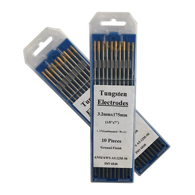 10-pk tig welding 1.5% lanthanated tungsten electrodes Wl15 gold tip wla15 tungsten electrode 3.2mm