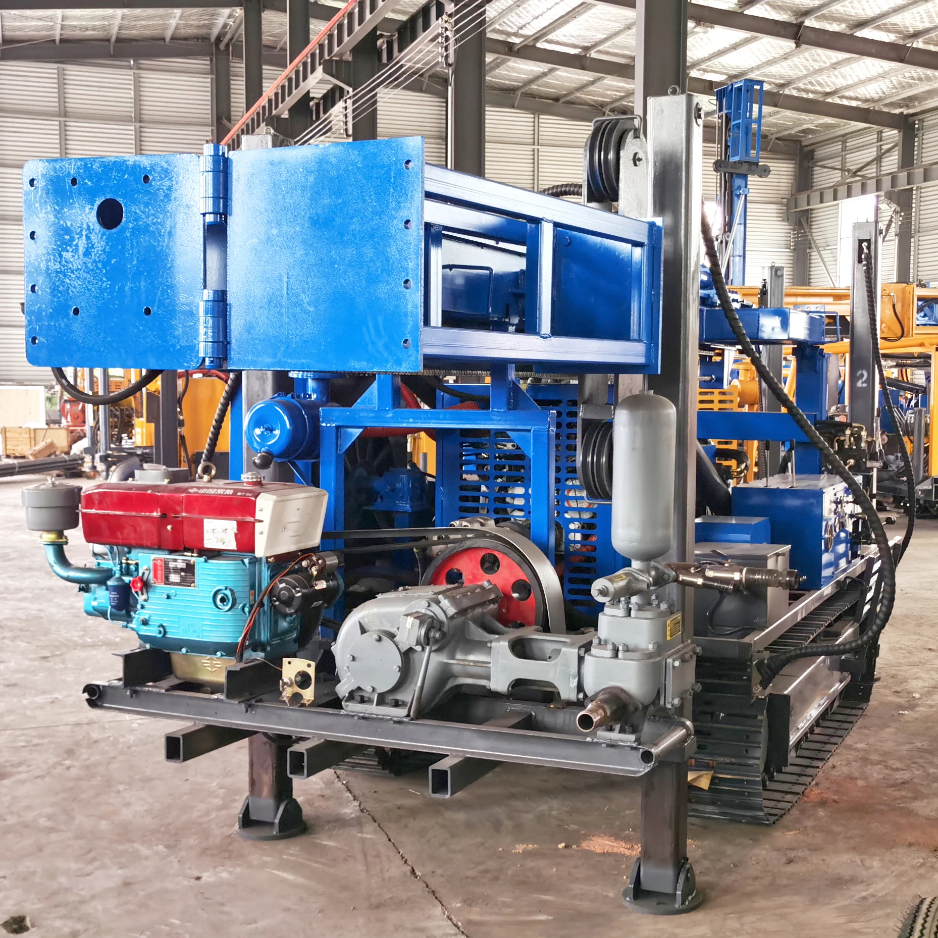 Casing Pipe Drill Rig Mast 500m Depth Multi-function Mud Pump air DTH Hammer Rotary Drilling Machine Equipment