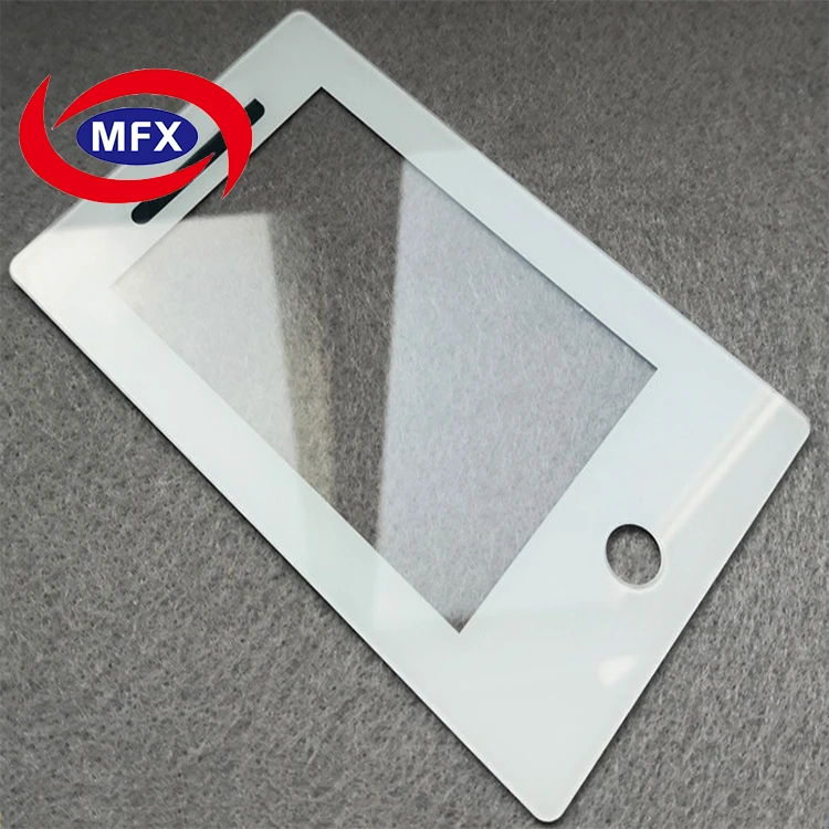 Customized black print flat decorative corning gorilla glass window cover panel for Walkie-talkie and intercom