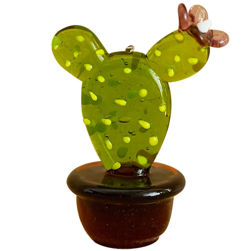 Handcrafted Lampworking Technique Home Decoration Gift Papertown Mixed Shape Cactus  Glass Figurine