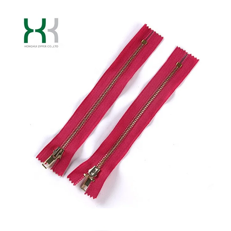 Factory sale good price decorative close end brass gold zipper
