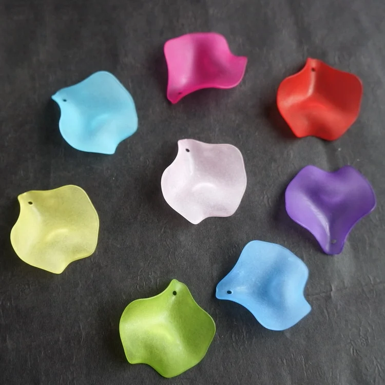 500g/bag Jewelry accessories 25mm mixed colors lucite flower matte acrylic  rose petals shape beads