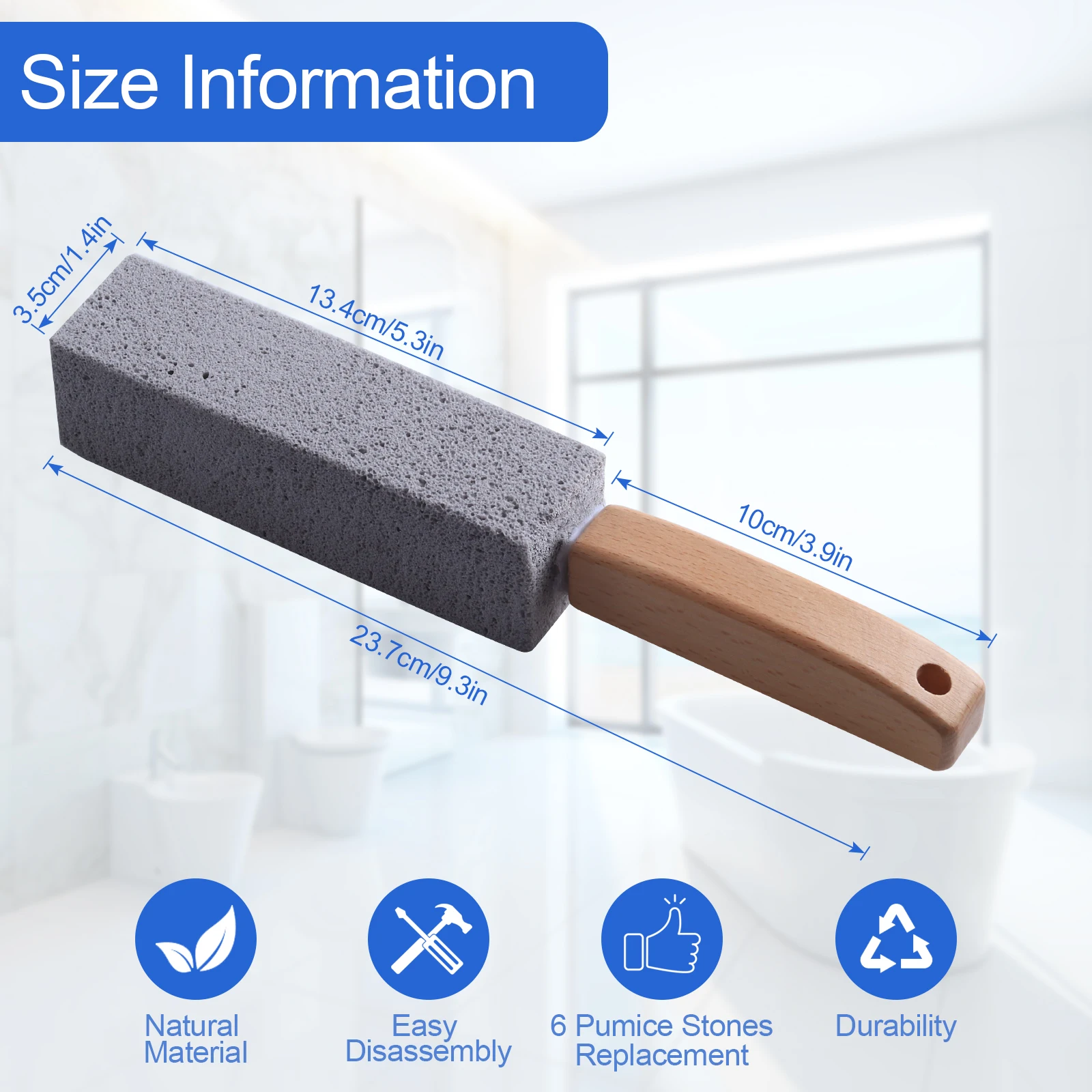 Pumice Stone for Cleaning Pumie with wooden Handle Pumice Stone Toilet Bowl Cleaner Remover for Toilet