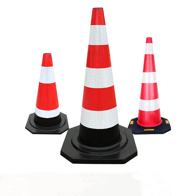 Wholesale safety reflective PE road cone collapsible 90mm warning road cone