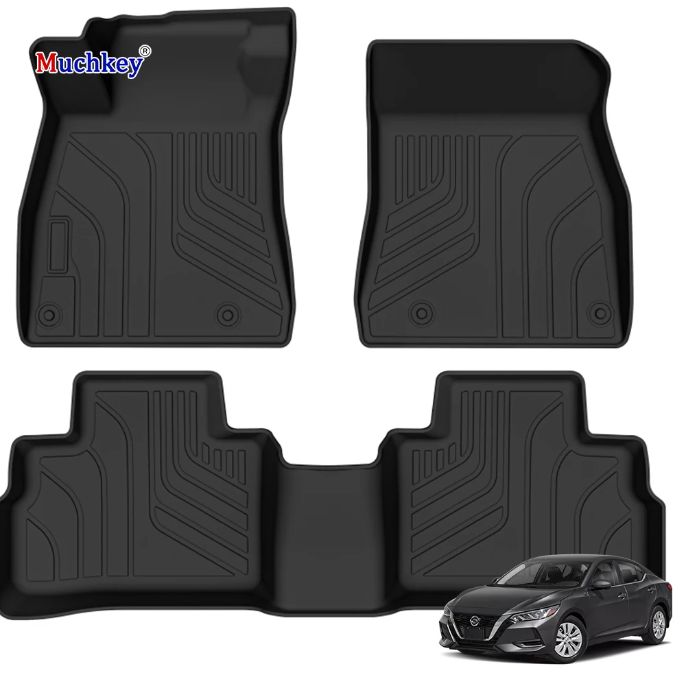 Muchkey Car Rubber Mats Non-Slip Waterproof All Weather Car Flooring TPE Floor Mat For Nissan Sentra 2022 Sport Accessories
