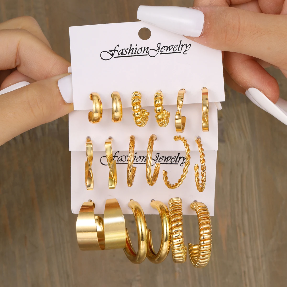 17km Wholesale Round Circle Hoop Earring Sets Fashion Hollow Twist Crystal Jewelry Earring Set For Women