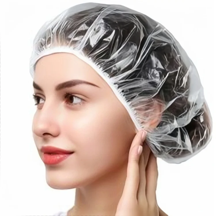Cheap Waterproof Hotel Bath Salon Hair Cap Colorful Hair Cover Disposable PE Women Hair Shower Caps
