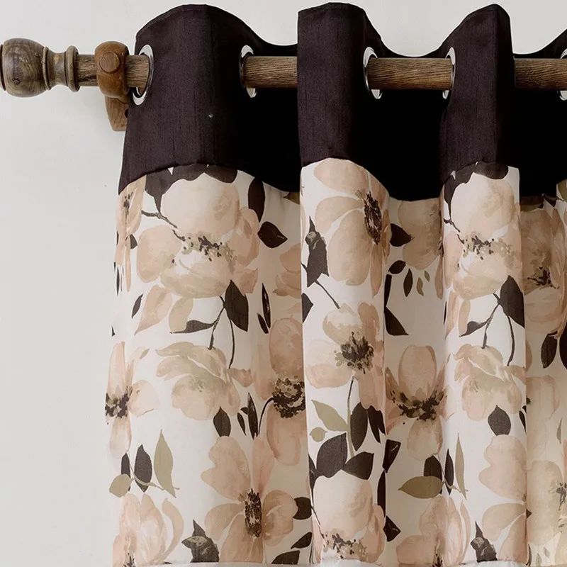 Bindi Custom Handmade Curtain Decoration Patchwork Three Colors Flower Print Window Decorative Curtain