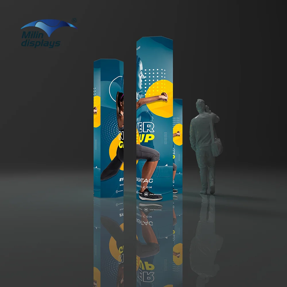 Подгонянная квадратная Алюминиевая Подставка 3D ЭЗ торговое оборудование с подсветкой тканевая башня знак световые коробки дисплеи
