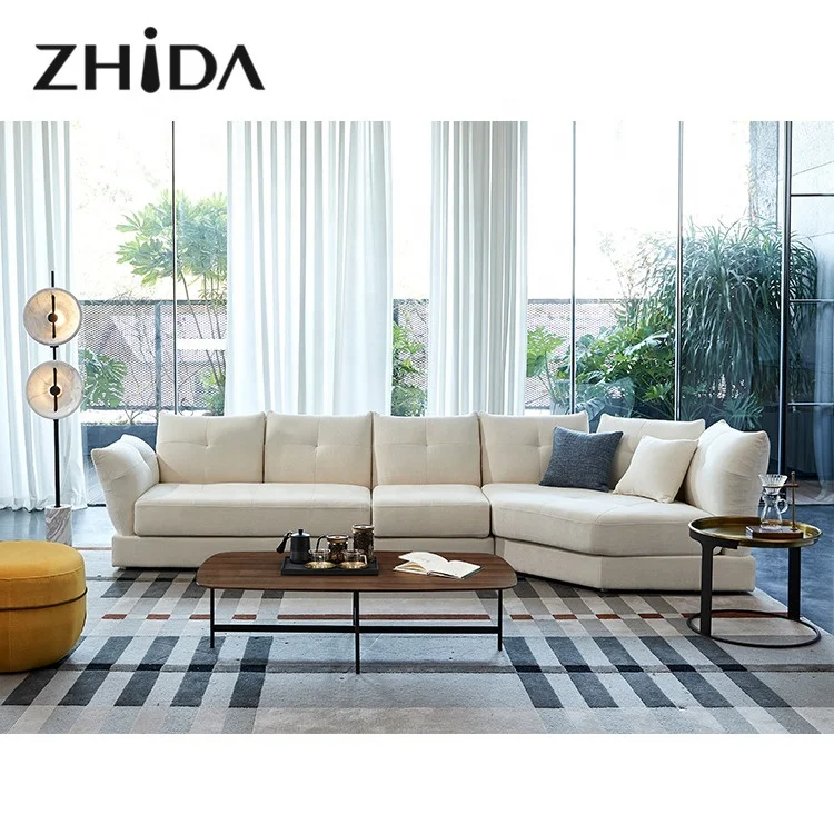 Zhida factory wholesale modern luxury home set furniture living room sectionals sofas L shape sofa couch