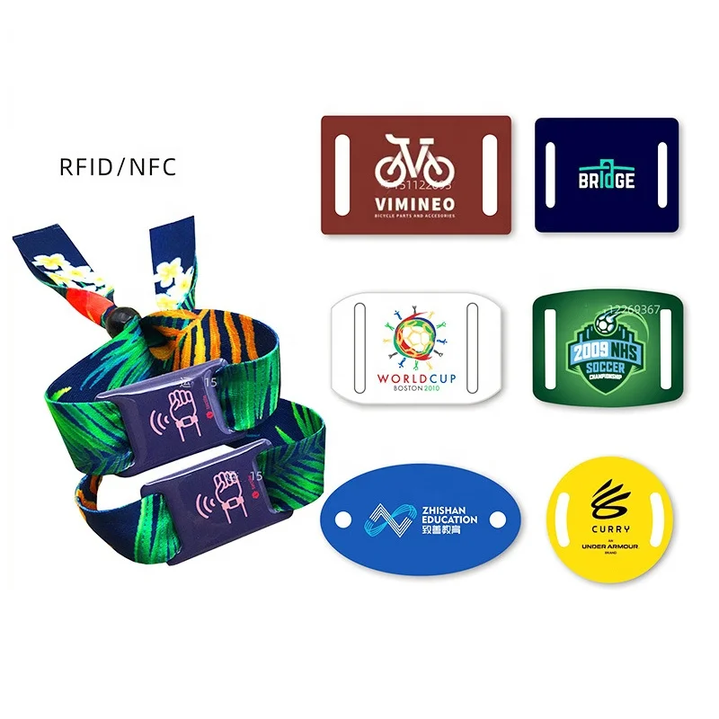 CMRFID Custom NFC RFID beads Epoxy tag armband bracelet woven wristband Wrist Bands for Party Concerts Events