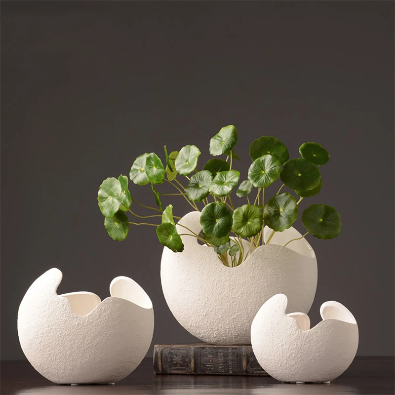 Factory stock decorative ceramic vase ceramic egg shape interior ceramic vase flower pot flower pot