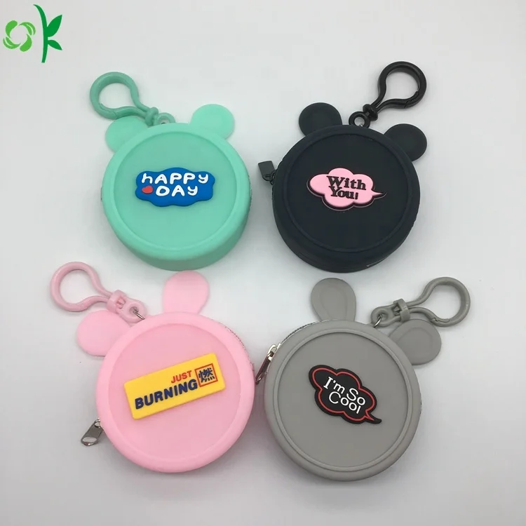 OKSILICONE Mini Silicone Coin Purse With Zipper Waterproof Personalized Text Card Package Silicone Rubber Backpack Coin Purse