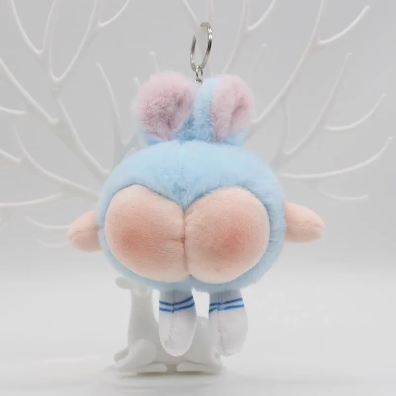 Ugly Cute Rabbit Doll Plush Keychain Toy Funny Fart Pendant for Girls Schoolbag Gift