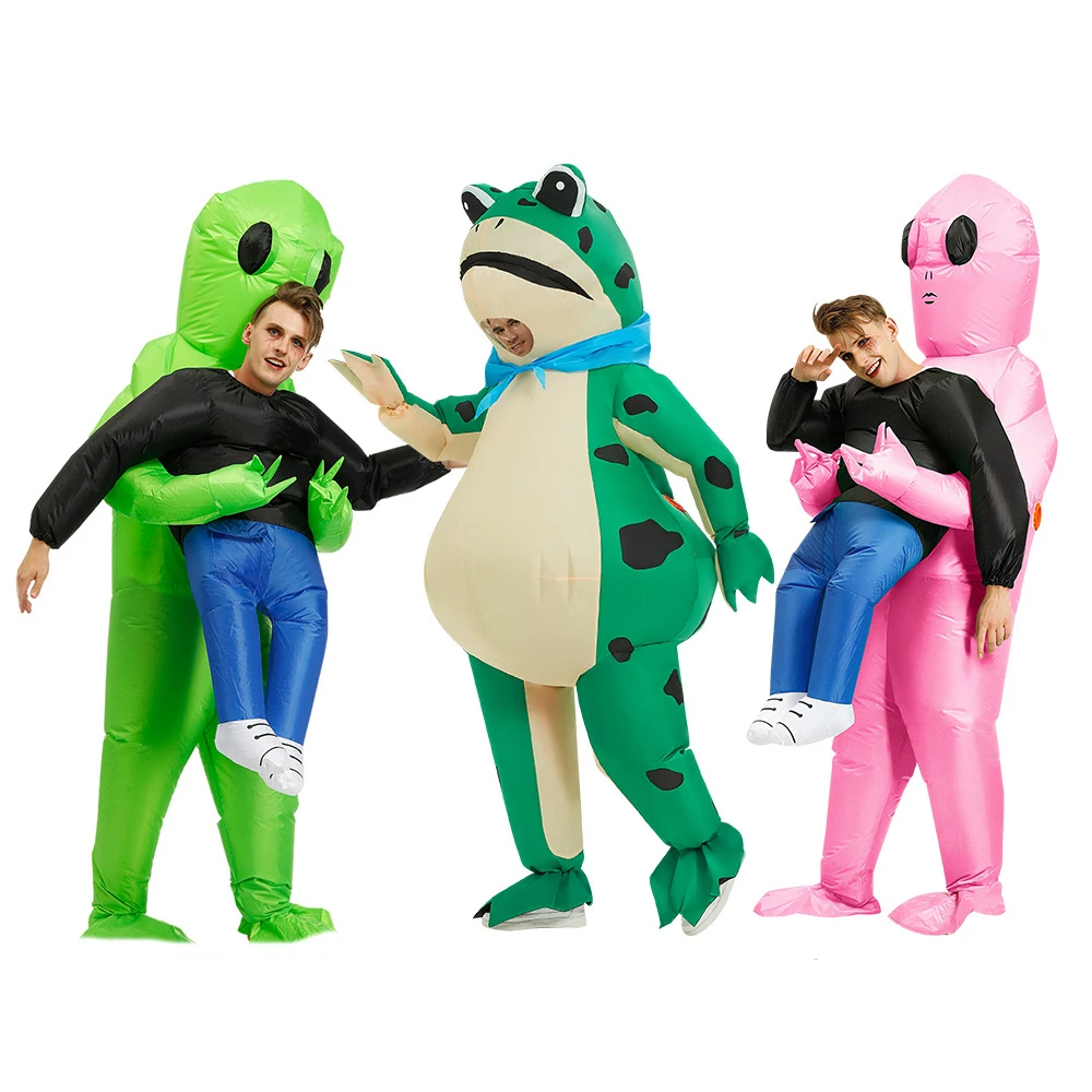 Inflatable Costume for Adults Kids, Unisex Ride On Hug Alien Dinosaur Pig Clown Snowman Frog Shark Suit Men Women Blow up