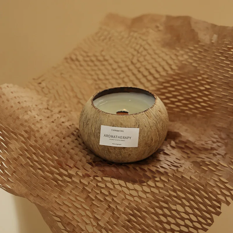 Natural Handmade Coconut Bowls Shell Candles Coconut Scented Candles Decor Wood Wick