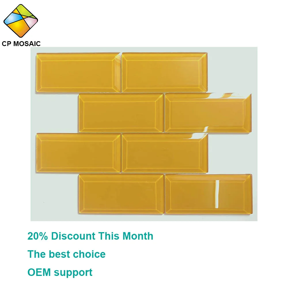Factory price glossy series yellow glass tile for dealers sale