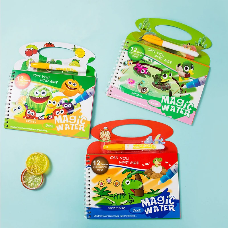 Magic Water Drawing Book With 1 Magic Pen Kids Educational Learning Toy