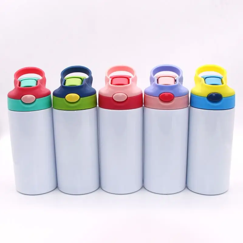 12oz Stainless Steel Insulated Blank Kids Sublimation Tumbler Baby Water Bottle With Flip Top Lid