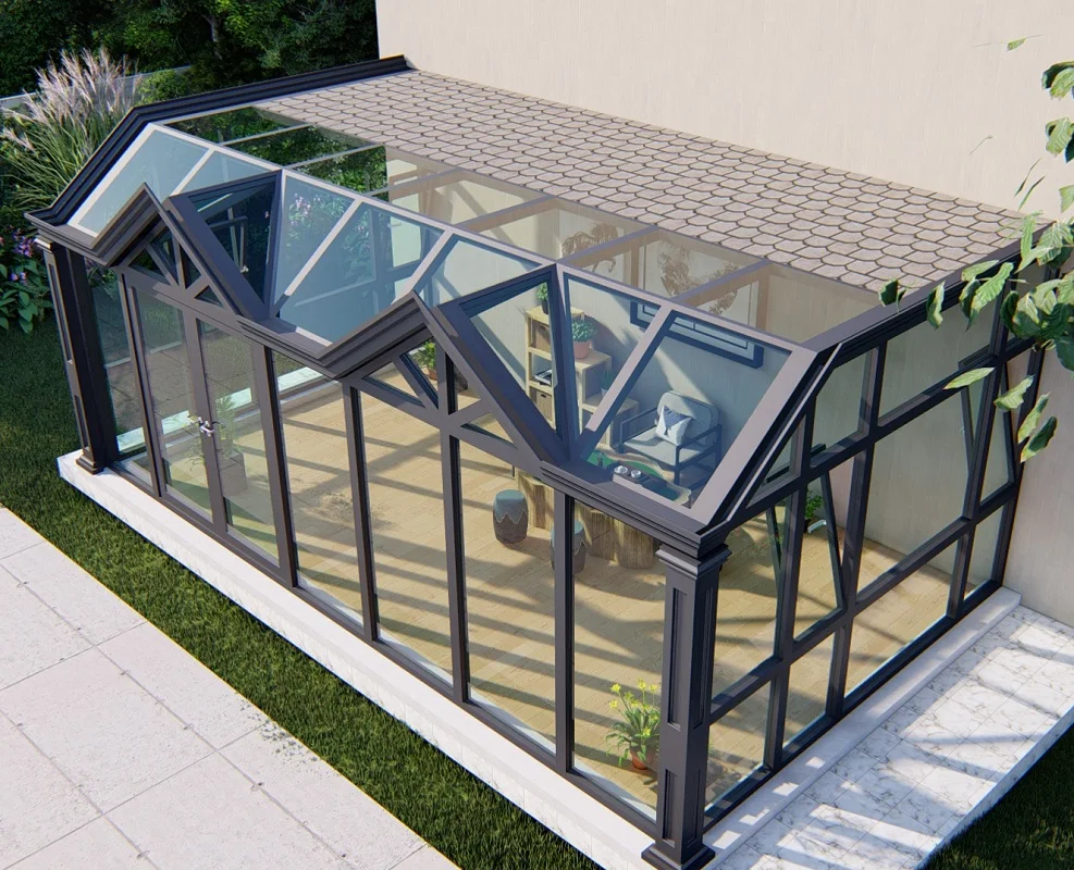 ZONRON warm house green house popular garden latest design Aluminum insulating glass sun house leisure living