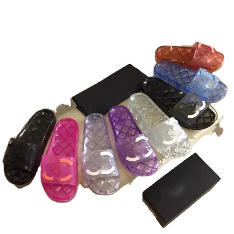Designer Slippers 2021 Designer Brand Shoes Slippers Transparent Crystal Jelly Slippers