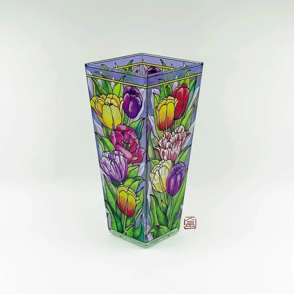 Стеклянная ваза квадратной формы для дома элегантные украшения Подарки Оптовая Цена по прейскуранту завода-изготовителя