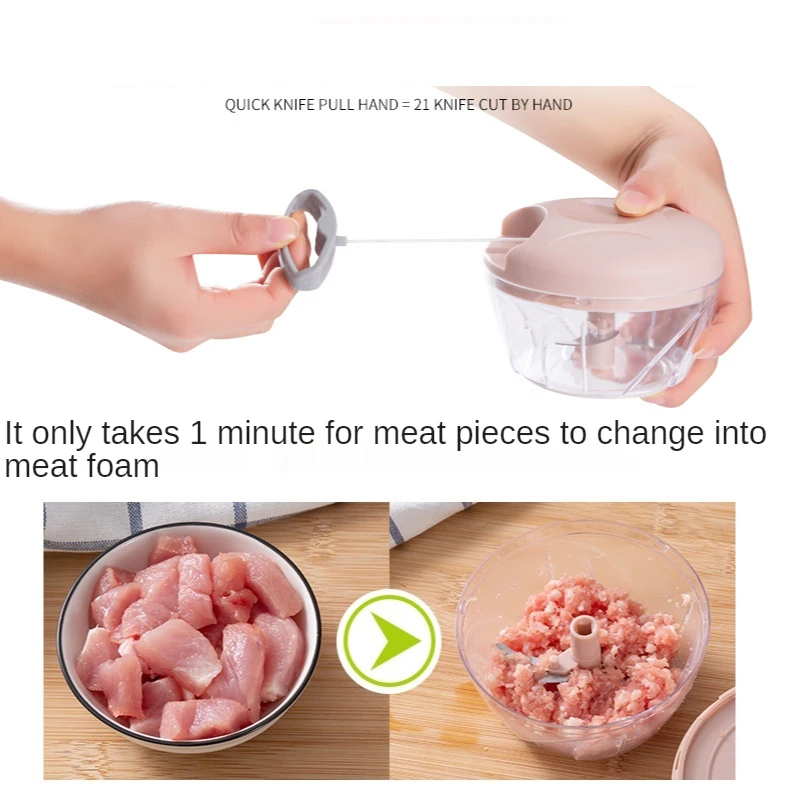 Practical Kitchen Accessories 2021 Plastic Manual Pull Mini Food Chopper Multifunctional meat grinder and vegetable shredder