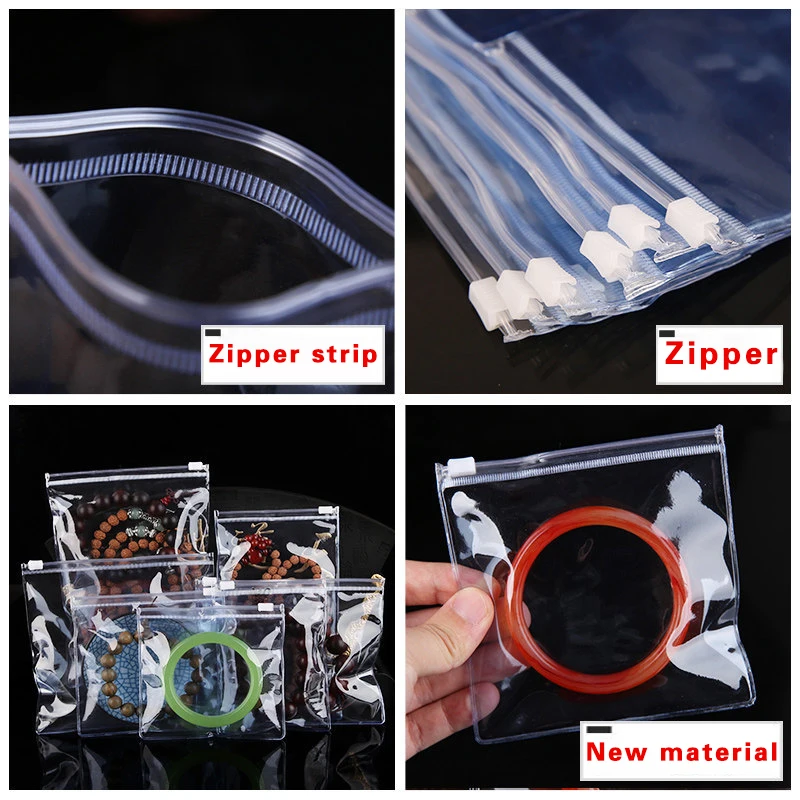 Custom Printing High Transparency Thick PVC Self Sealing Plastic Zip Lock Bags Clear for Earrings Jewelry Packaging Storage