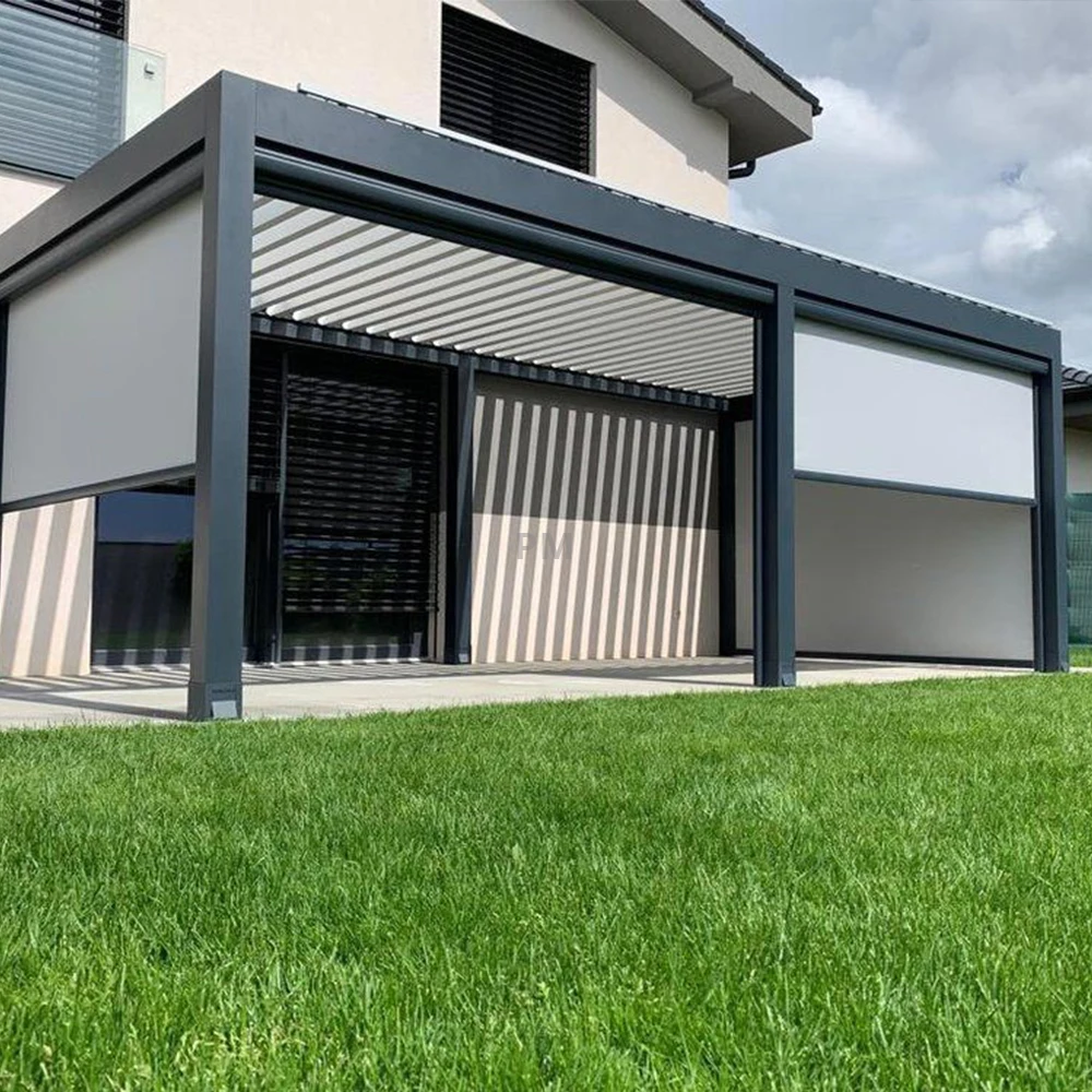 Patio Sun Shade Canopy Powder Coated Electric Gazebo Outdoor Metal Arches Garden Pergolas Aluminum Set