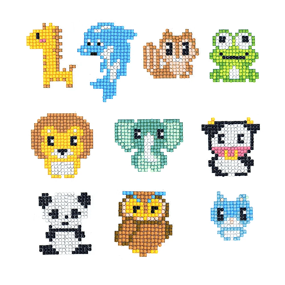 Wholesale Cartoon Child Diamond Mosaic Stickers Giraffe Dolphin Elephant Panda Owl Refrigerator Book  Phone Decor Sticker