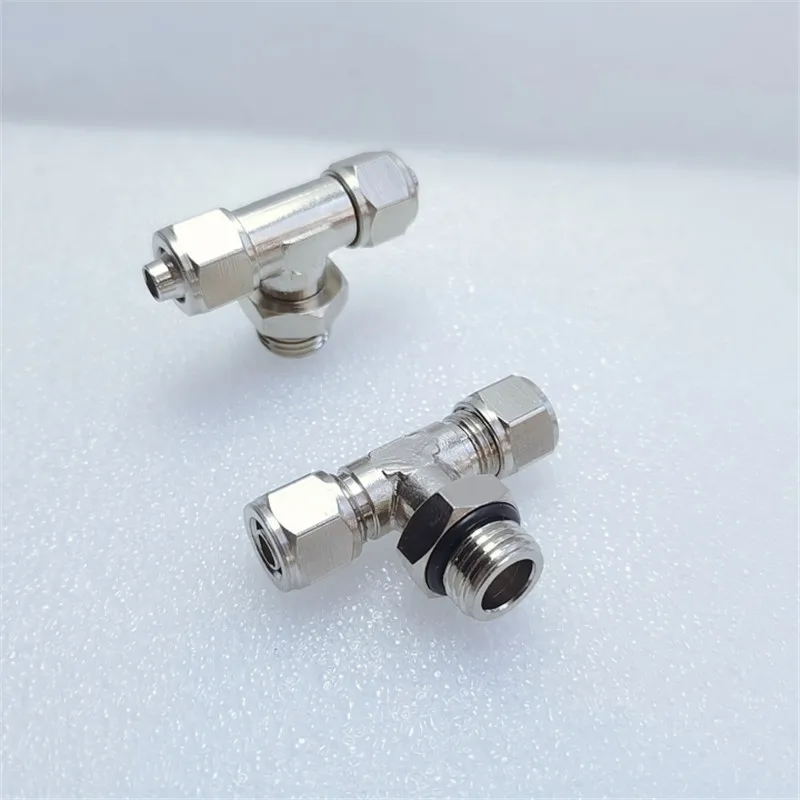 Pure Copper Mass Nickel T-type Three-way Air Pipe Join 360 Degrees Of Free Rotation Pneumatic Fitting