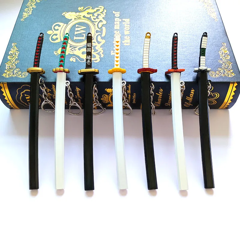 17cm Anime Demon Slayer Kimetsu No Yaiba Knife Sword Weapon Model Metal Keychain