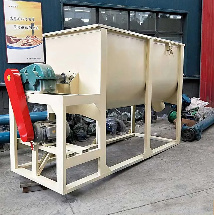 Multipurpose horizontal feed mixer double screw belt organic fertilizer mixing equipment animal feed powder mixer machine