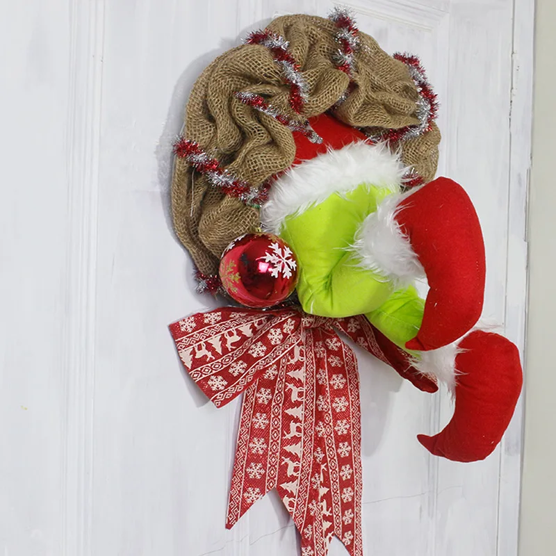 2024 Creative Cross-Border New Year Home Decor Party Front Door Wreath Thanksgiving Christmas Eve Decorations Christmas Garlands