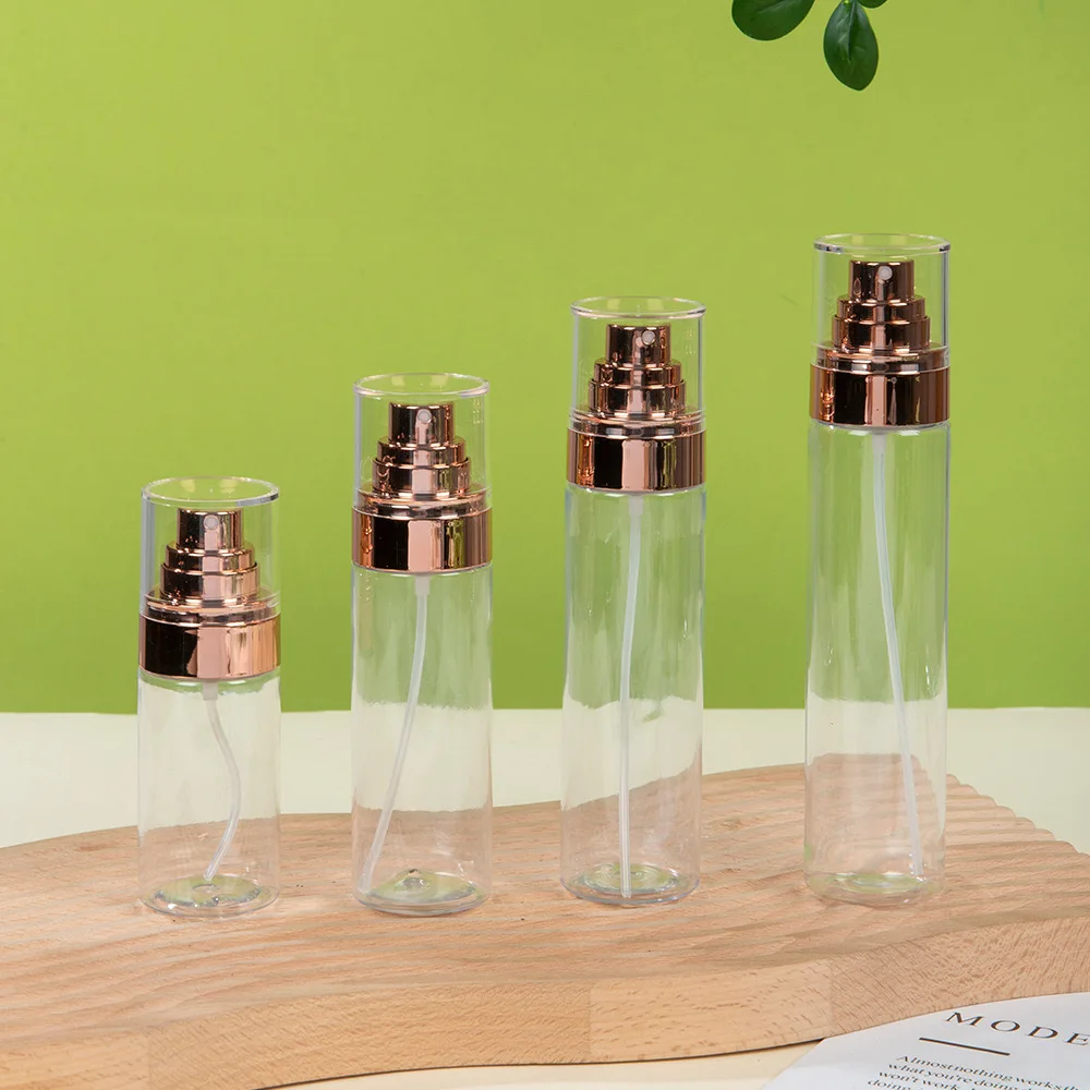 60ml 80ml 100ml 120ml clear cosmetic pet plastic spray bottle Empty mist spray pump bottles  with rose gold silver black pump