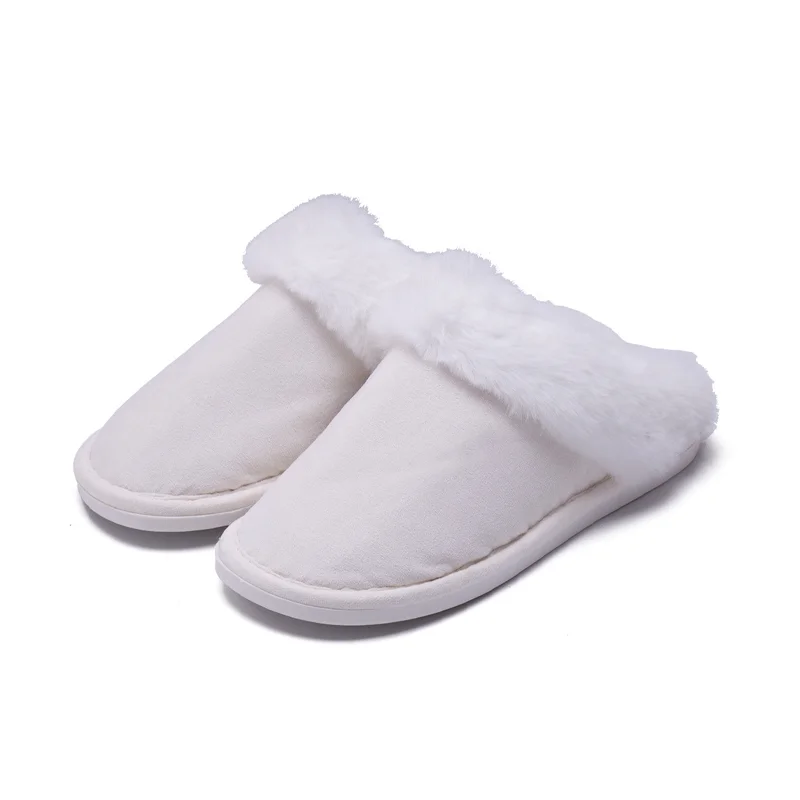 2024 Custom Logo Simple Casual Winter Warm Shoes Home Indoor Non-Slip Closed Toe Slippers White Shoes Men