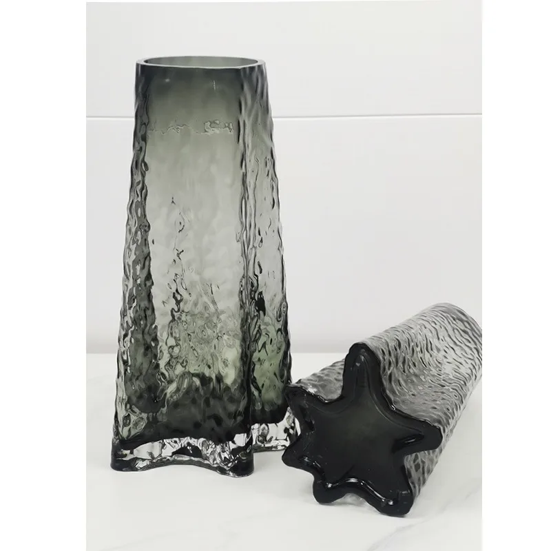Modern  creative grey starfish tree pattern glass vase desktop water rose lily living room flower arrangement ornaments