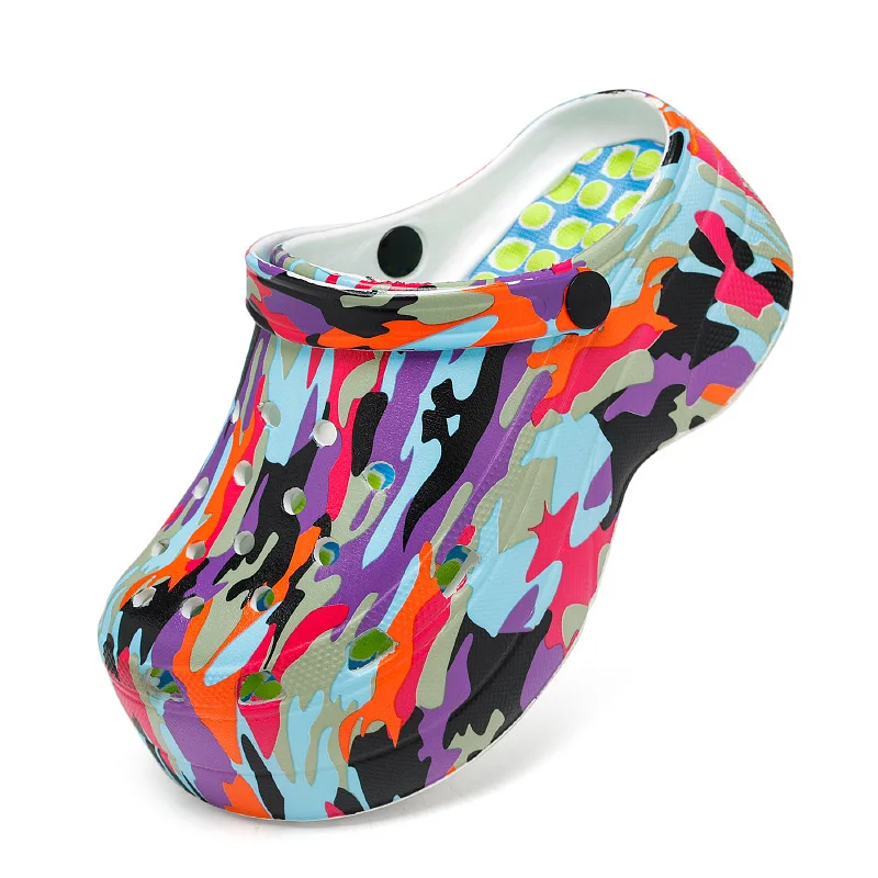 Женские садовые кроссовки на платформе из ЭВА радужные толстой подошве для девушек танкетке 8 см Классические сабо высокой 2021