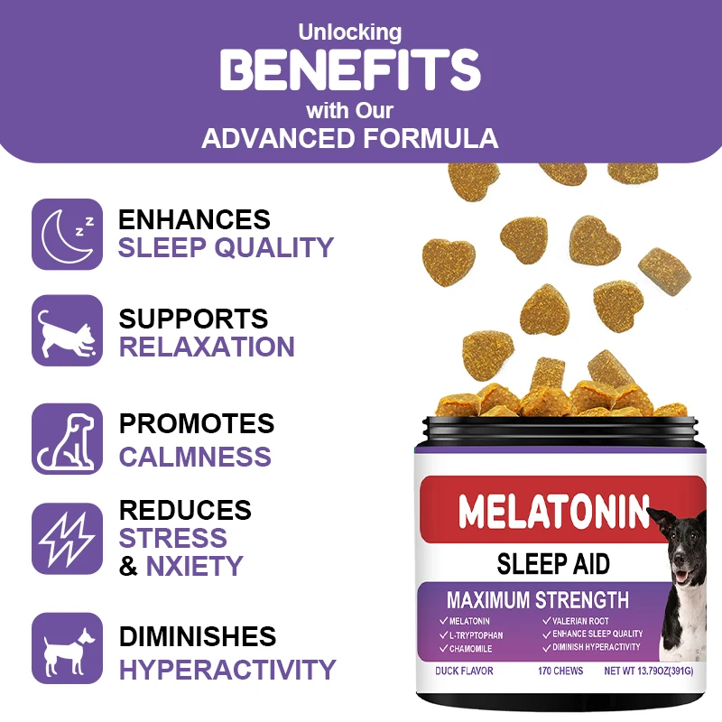 Private Label Dog Sleep Aid with Melatonin Calming Chews Animal Medicine for Dog Soft Treats