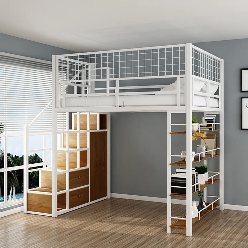 Bedroom Bed Hostel Bed Adult Loft Bed Bedroom Furniture with Stairs Metal Steel Latest Modern Customized Bedroom Sets 25-30 Days