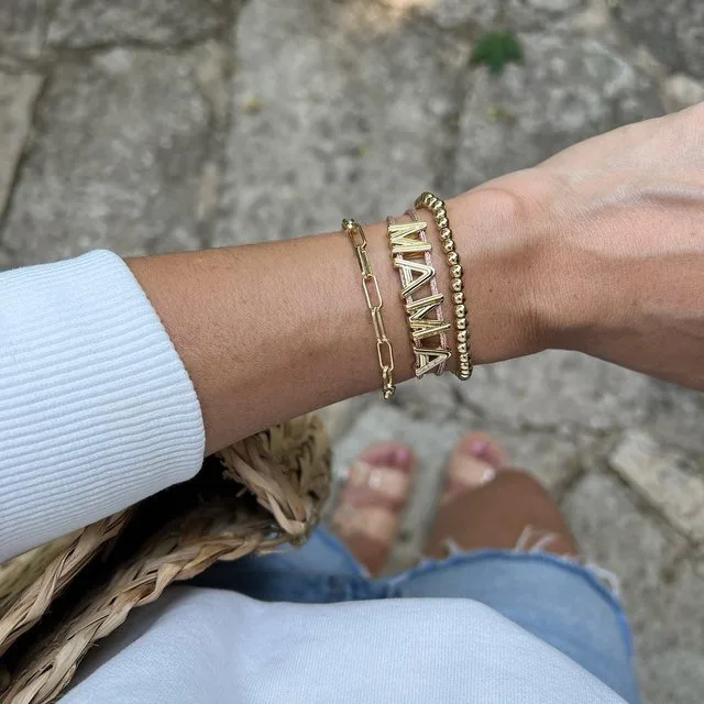 DIY 18k Gold Plated 26 A-Z Initial chunky Bubbles Letter Bracelet For Women