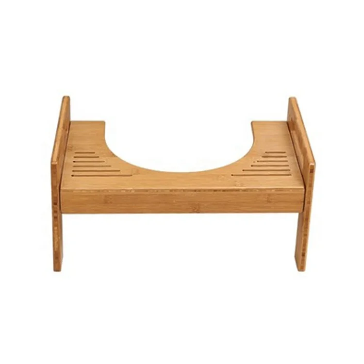 Adjustable Toilet Seat Footstool Bamboo Wood Squatting Toilet Stool for Bathroom