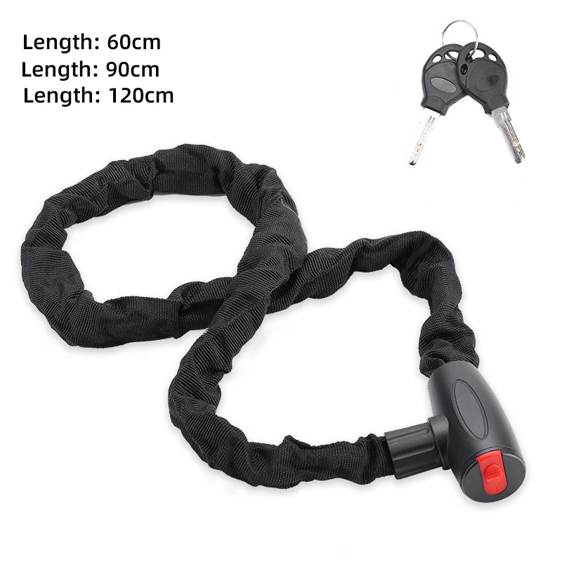Heavy Duty Strong Motorcycle Bike Chain Lock Metal Anti-Theft Security Reinforce Bicycle Lock With 2 Keys