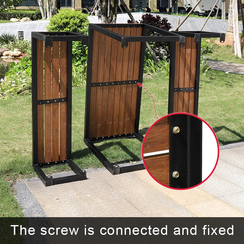 Modern design Plastic wood patio table set with metal structure outdoor restaurant garden table and chair for 6