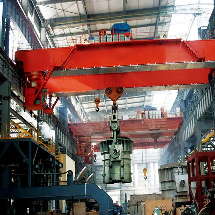 Kino Crane 300/100 Ton Double Hook Iron Melting Ladle Lifting Overhead Two Girder Crane
