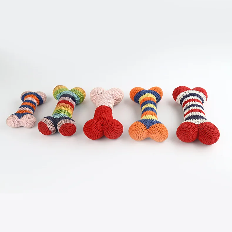 chew toys for dogs wishbone durable  Lovely Custom Handmade Cotton Pet Bones Crochet Dog Toy
