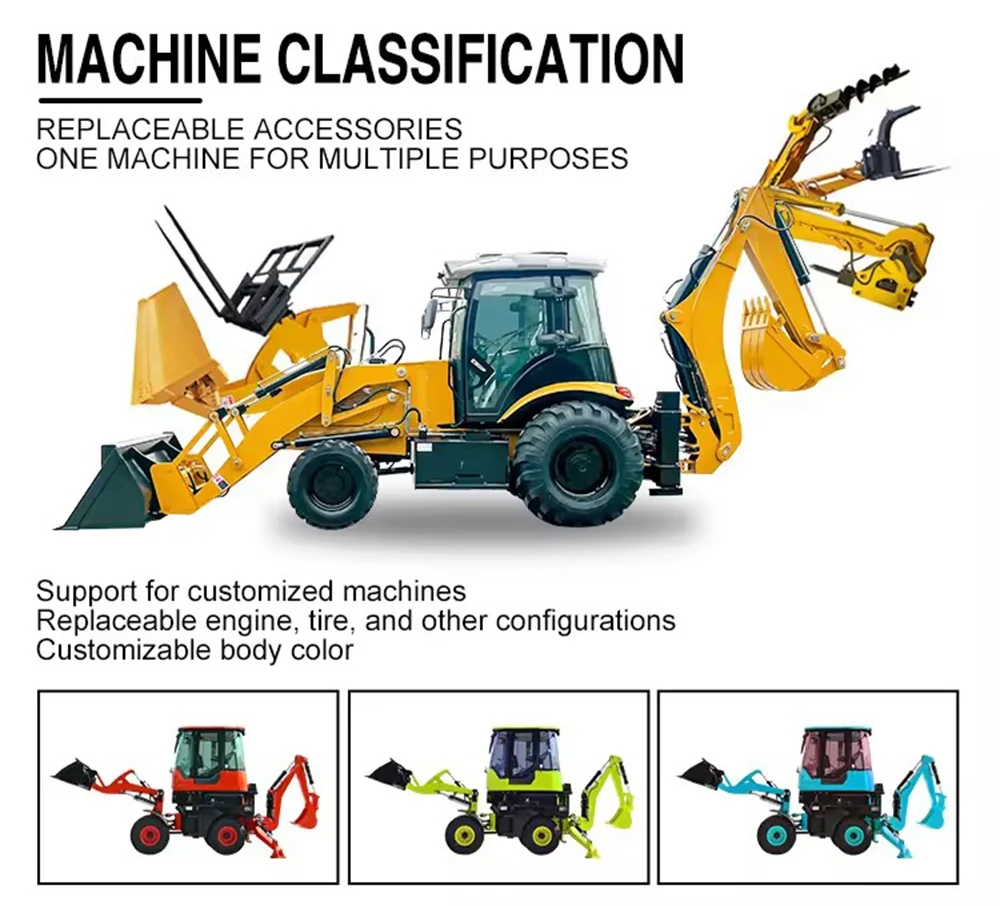 China Factory 4x4 Micro Backhoe Loader Excavator Mini Front End Loader with Eight Leg and Hydraulic Pilot