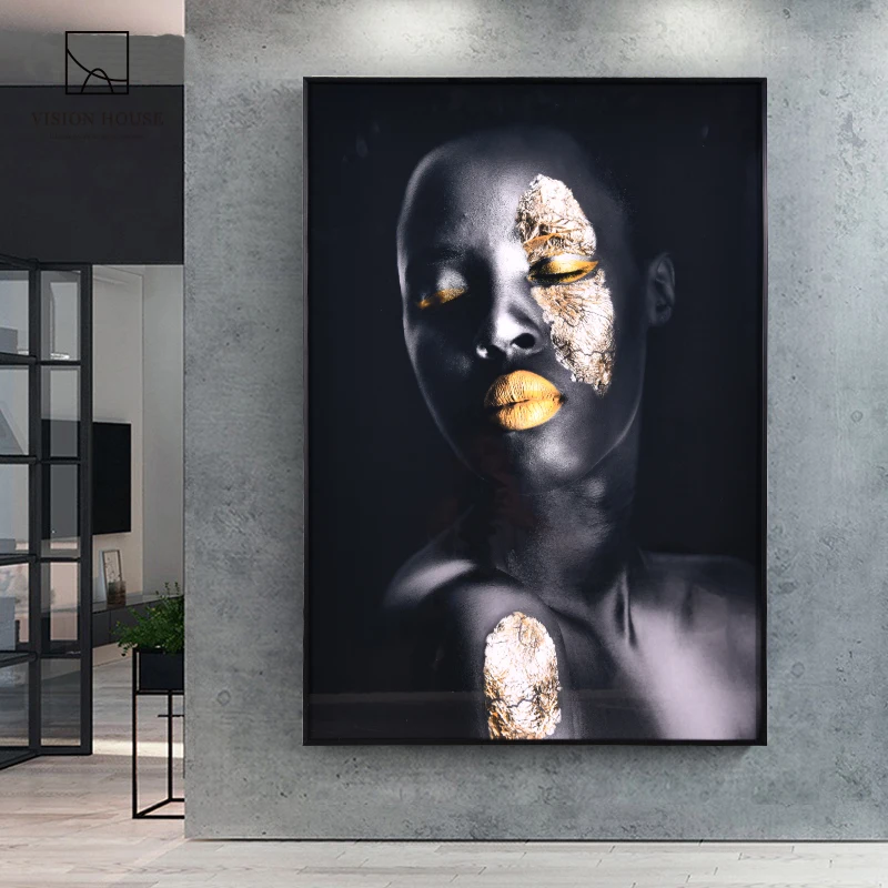 Home Decor Crystal Porcelain Black Women Wall Art African Woman Art Painting